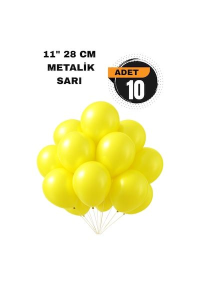 Metalik Balon 11 İnc 28 Cm 10 Adet Parti Doğum Günü Kutlama Süsleri Sarı