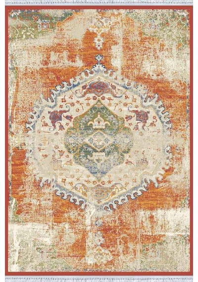 Kiremit Göbekli Dokuma Pamuk Taban Kaymaz Kilim Klm080n11