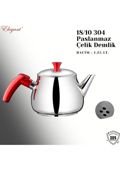Küre Aile Boy Bakalit Kulplu Çaydanlık Takımı - Kırmızı Kırmızı