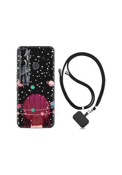 Tecno Spark 7 Pro Kılıf Boyun Askılı Space Woman 13Mate10Lite