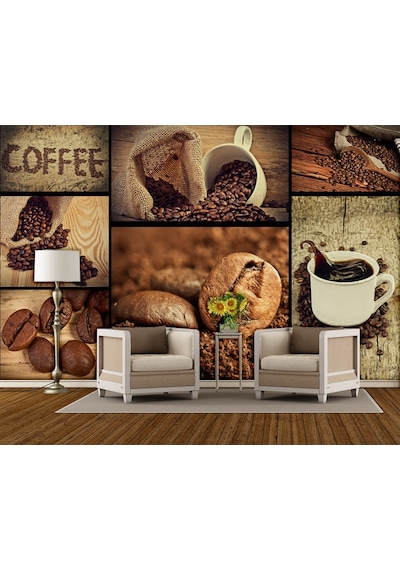 Kafeler- Coffee İçin Özel Tasarım Yazılı Duvar Kağıdı