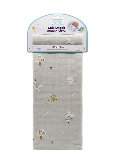 Sebi Bebe Çok Amaçlı Müslin Örtü 100x120 Cm Gri