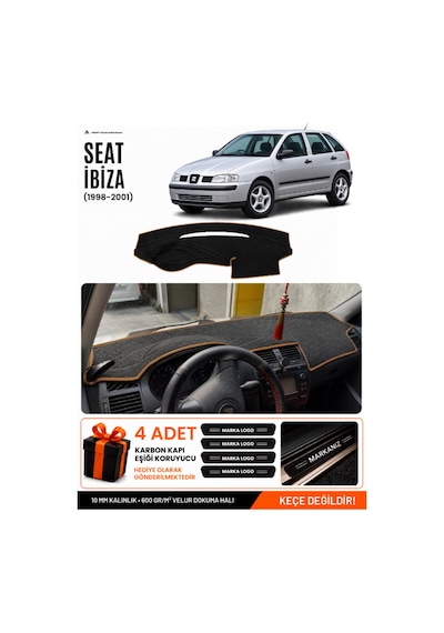 Seat Ibıza 1998-2001 Uyumlu Torpido Örtüsü, Torpido Kılıfı - Siyah Kahverengi
