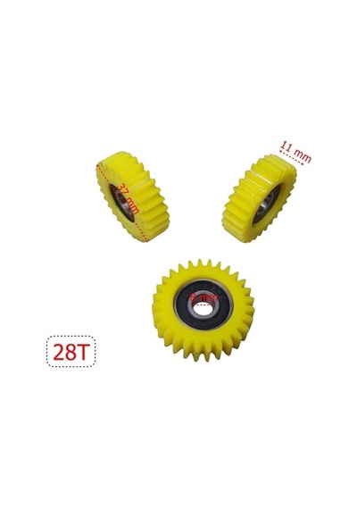 E-bike Pedal Destekli Plastik Dişli Rulmanlı 3 Lü Set 28t Sarı