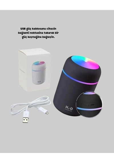 Mey İthalat Taşınabilir Usb Mini Nemlendirici Led Aydınlatmalı, Çift Püskürtme Modu