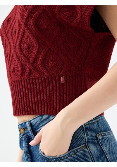 Regular Fit Bordo Kadın Kazak Lf2041596 Burgundy