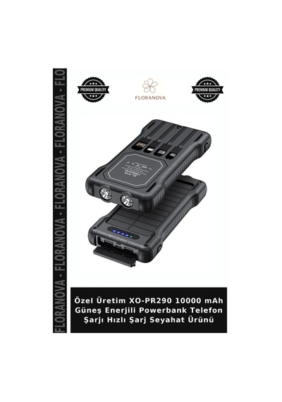 Özel Üretim Xo-pr290 10000 Mah Güneş Enerjili Powerbank Telefon Şarjı Hızlı Şarj Seyahat Ürünü Çok Renkli