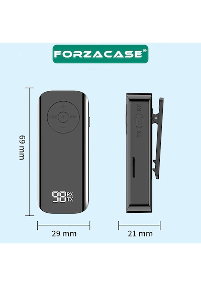 Forzacase Bluetooth 5.3 Ses Alıcı Verici Aux Kablosuz Audio Adaptör, Araç Ve Tv Uyumlu - Fc1196 1 Adet