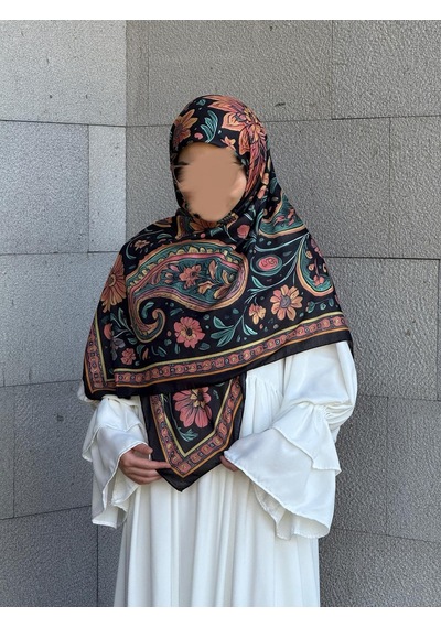 Qalortex Scarf Pamuklu Vintage Desen Eşarp-karma