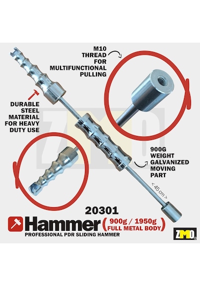 Pdr Parlak Metal Kayar Tokmak 45 Cm 900 Gr Hareketli Parça/1700 Gr Toplam