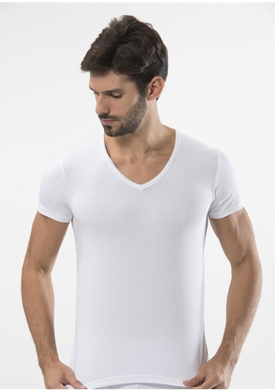 Türen 172 Likralı Erkek T-shirt-beyaz Beyaz
