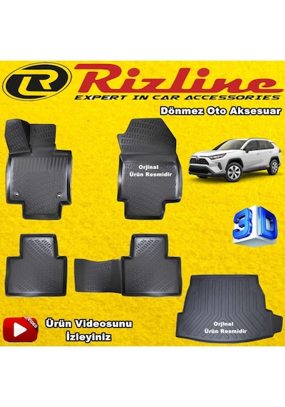 Toyota Uyumlu Rav 4 3D Havuzlu Paspas+Bagaj Havuzu 2019 Sonrası Rizline N11.26260