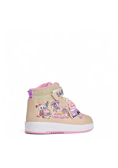 Zacoz Labu Labu Baskılı Kız Çocuk Spor Ayakkabı Sneaker Bej - Pembe