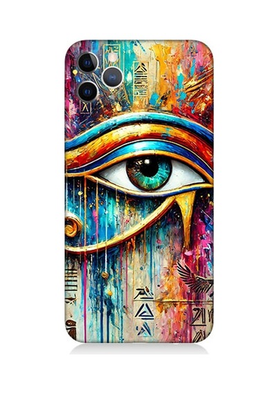 Apple Uyumlu iPhone 11 Pro Soyut Detayda Mavi Göz Ra Desenli Silikon Kılıf Çok Renkli