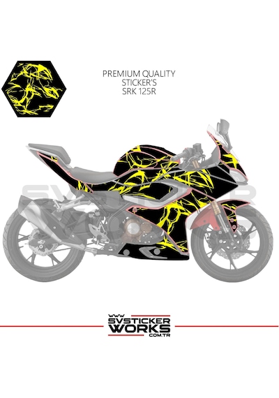 Rks Srk 125r Kaplama Sticker Şimşek Yıldırım Motor Kaplama Modeli Hazır Kit Sarı
