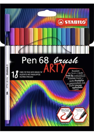Stabilo Keçe Uçlu Boya Kalemi Pen 68 Brush Arty 18 Li Renk Çok Renkli