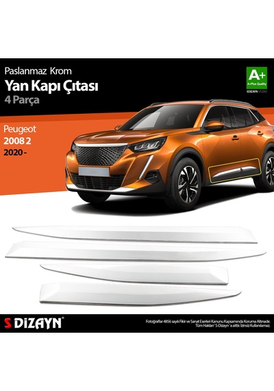 S-Dizayn  Peugeot 2008 2 Krom Yan Kapı Çıtası 4 Prç 2020  Üzeri