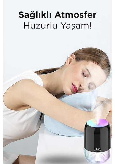 Torima H6 Siyah 200ml Ultrasonik Renkli Hava Nemlendirici Buhar Makinesi Ve Aroma Difüzörü