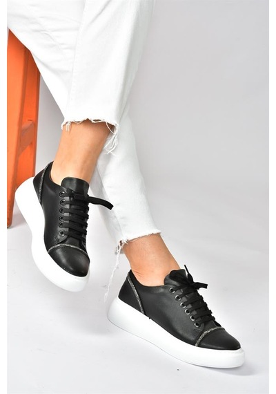 Fox Shoes Siyah Taş Detaylı Günlük Spor Ayakkabı Sneakers P274049309 Siyah