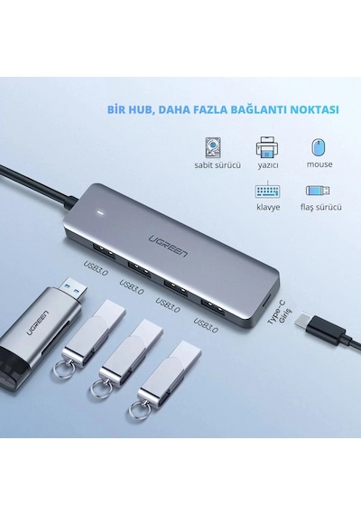 Ugreen 70336 4xusb-a+usb-c 12w Çoklayıcı Adaptör
