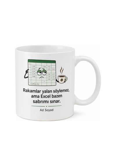 Muhasebeci Hediye Kupa Excel Tablolarında Kaybolan Muhasebeciye Kahve Bardak Beyaz / Çok Renkli
