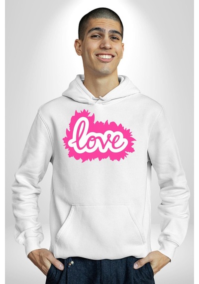Pembe Panter Animasyon Kadın Erkek Beyaz Kapüşonlu Sweatshirt Hoodie Beyaz