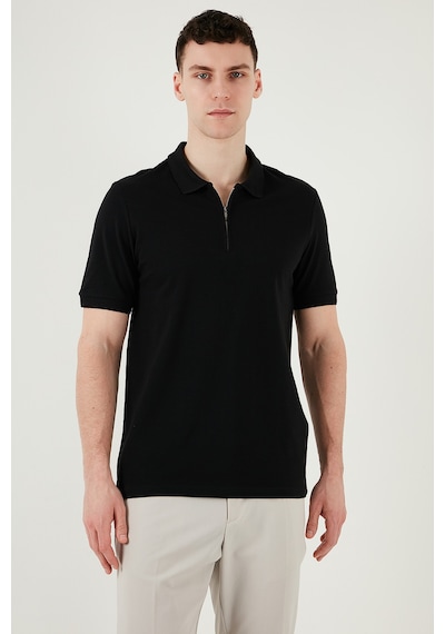 Buratti Pamuklu Regular Fit Yarım Fermuarlı 3'Lü Paket Erkek Polo Yaka T Shirt 5903008S3 Siyah-Indigo-Nefti