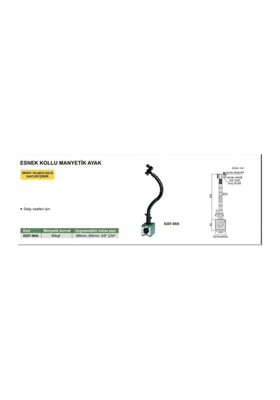 Insize 6207-80a Esnek Kollu Manyetik Ayak 80kg