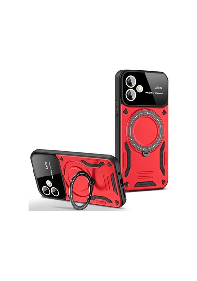 Samsung Galaxy A05 Kılıf Joy Lens Standlı Kapak - Kırmızı 0.2M-Çok Renkli