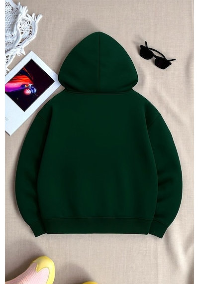 Uyguntarz Unisex Kalp Lolipop Detayli Baskılı Oversize Sweatshirt Yeşil