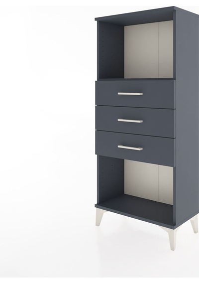 Hyperion Dolap Tek Raflı 3 Çekmeceli 60x44x134 Antrasit-antrasit Antrasit