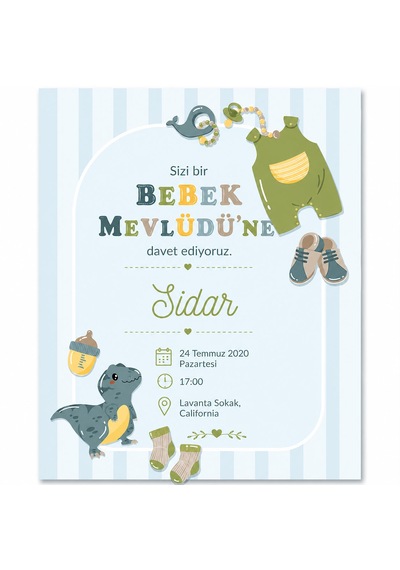 1000 Adet Ekonomik Baby Shower Davetiyesi Ve Zarf 020-027