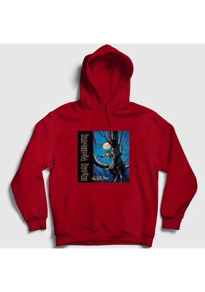 Presmono Unisex Fear Of The Dark Iron Maiden Kapüşonlu Sweatshirt Kırmızı