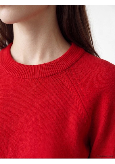 LC Waikiki Lcw Modest Kırmızı Bisiklet Yaka Kadın Triko Tunik Red