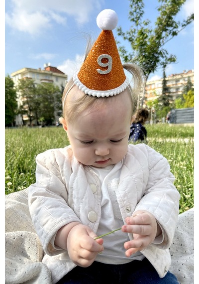 Turuncu Mini Simli Ponpon Şapka 11 Ay Tüm Yaşlar
