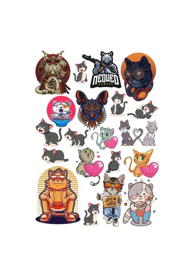 Kedi Sticker Set 15 Parça Telefon, Tablet, Defter, Laptop Sticker