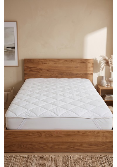 Riss Tekstil %100 Merinos Kuzu Yünü Yatak Pedi, Yatak Koruyucu, Yatak Alezi Beyaz 100 x 200