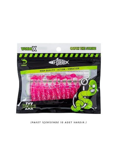 Silikon Kurt Yem - 1,5g 45mm - Fishack - 10 Adet - Uv Silikon - Pembe