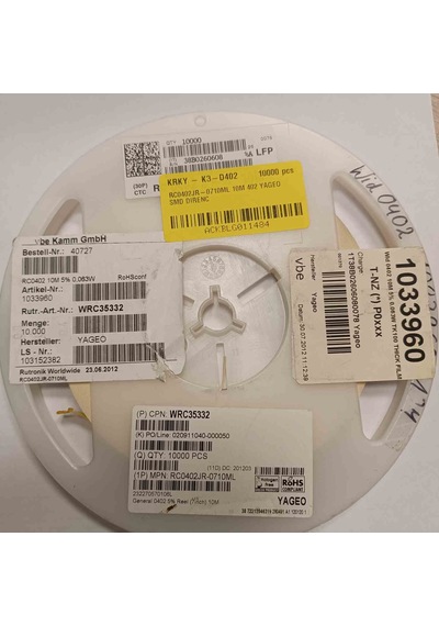 Rc0402jr-0710ml 10m 402 Yageo Smd Direnç 750 Adet