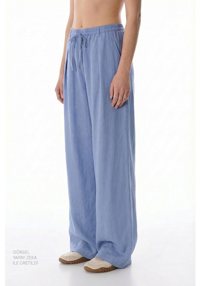 Penti Koyu Mavi Linen Pantolon