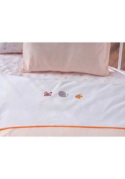Doqu Home Nakışlı Bebek Nevresim Takımı Akvaryum Bebek - Somon Çok Renkli