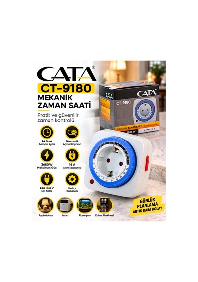 Ct-9180 Mekanik Zaman Ayarlı Priz 16a 3680w 24 Saat Programlanabilir Zaman Saati