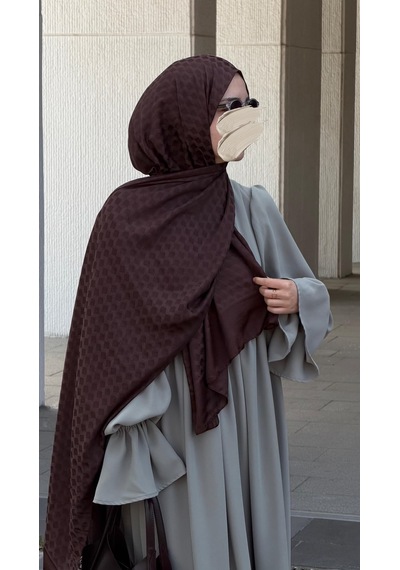 Qalortex Scarf Premium Pamuklu Jakar Şal-acı Kahve