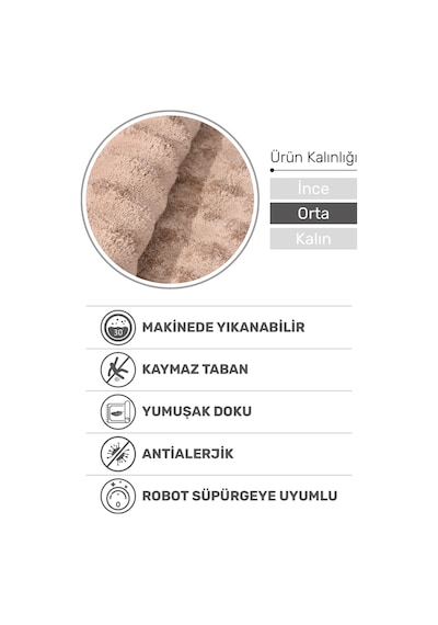 Puffy Bubble Bej Peluş Halı Ve Yolluk Kaymaz Tabanlı, Ekstra Yumuşak, Dökülme Yapmaz Halı