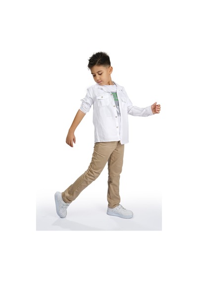 Mnk Baby & Kids Gömlek , Pantolon , T-shirt 3parça Erkek Çocuk Takım Mnk1754 Beyaz
