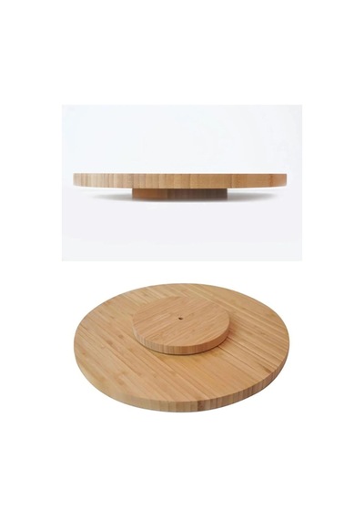 Tr Bambu 360 Derece Dönen Lüx Servis Sunum Tabağı, 30 Cm, Pizza Ve Peynir Sunum Tahtası Diğer
