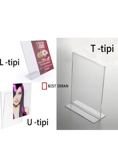 A4 L-tipi Dikey 21x30cm Şeffaf Pleksi Föylük Menü lık Broşür Etiket Fotoğraflık lık Sergileme Karekod Albüm Stand Sehpa