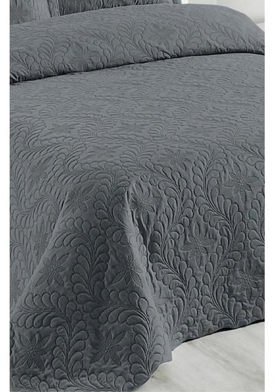 Tek Kişilik Düz Renk Kapitone Yatak Örtüsü, Sade Ve Şık Görünüm 175 X 250cm Antrasit