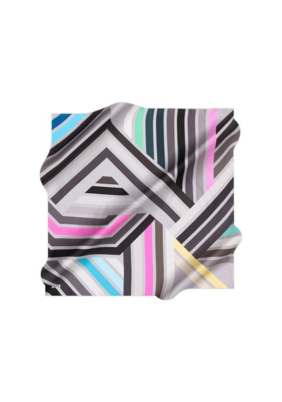 Geometrik Desenli İpek Krep Saten Eşarp Geometrikgri-siyah Geometrikgri-siyah