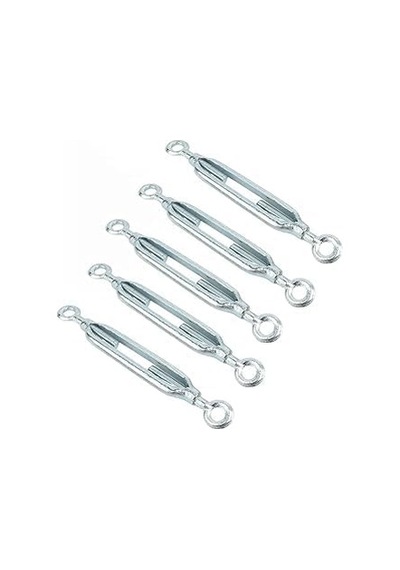 Galvaniz Çelik Gerdirme Aparatı, 12mm, 5'li Set, Çift Taraflı Kanca Uçlu Metal Halat Gergi Ekipmanı